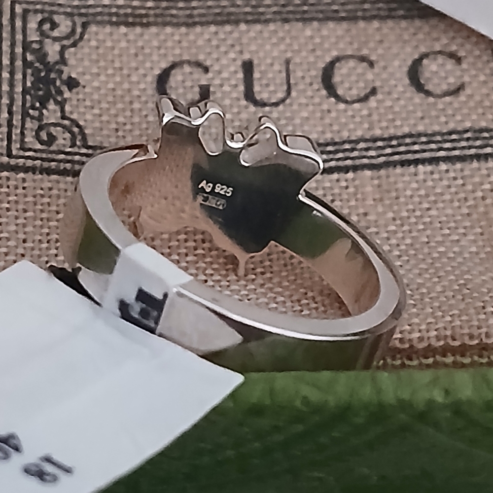 Gucci Butterfly Ring Sterling Silver Cut Out Size 6 Thin Band - New - Picture 3 of 11